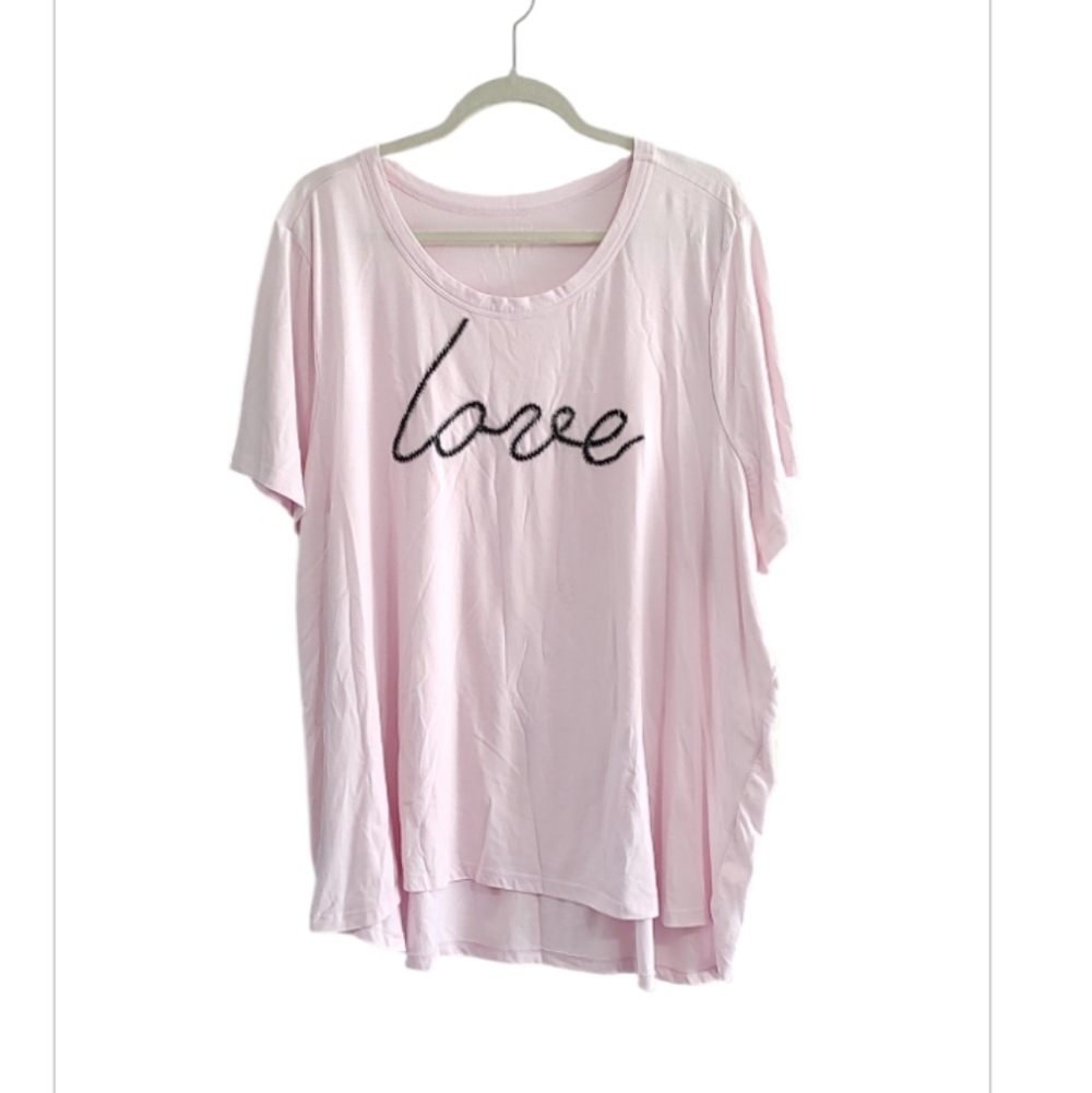 Lane Bryant Short Sleeve Light Pink Love Graphic Tee Size 26/28